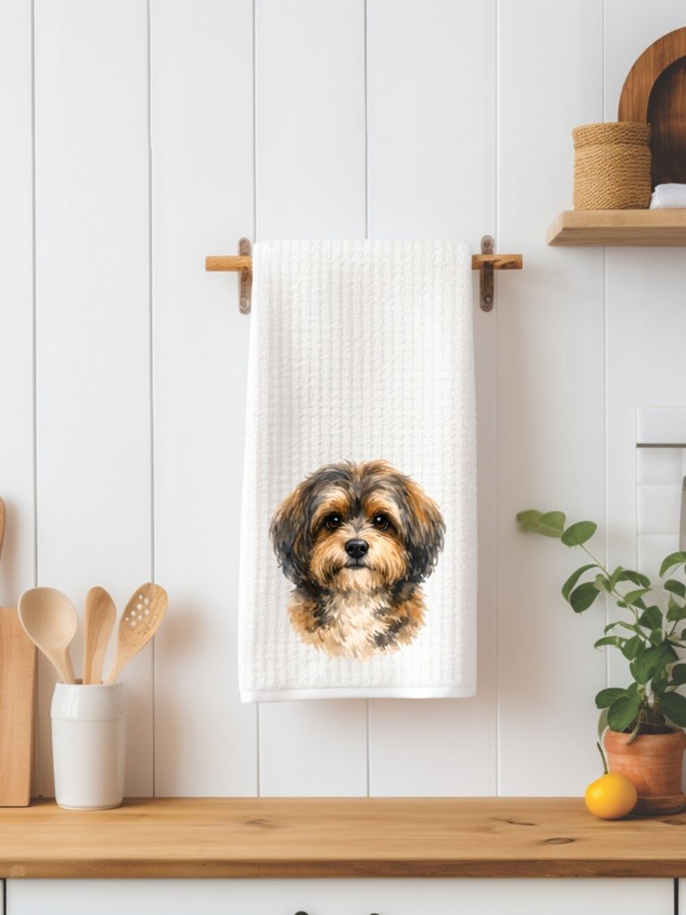 Havanese Dog Waffle Weave Decorative Kitchen Tea Towel